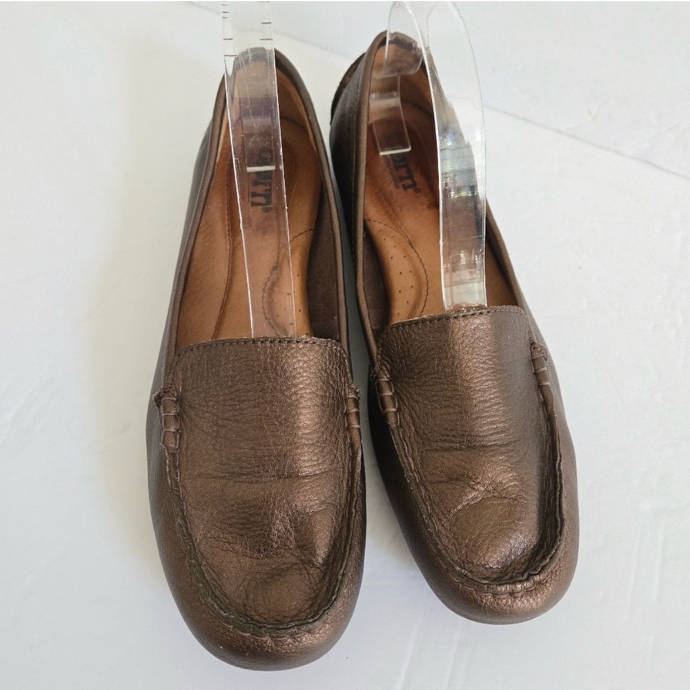Born Leather Brown Metallic Loafers Flats Size 8